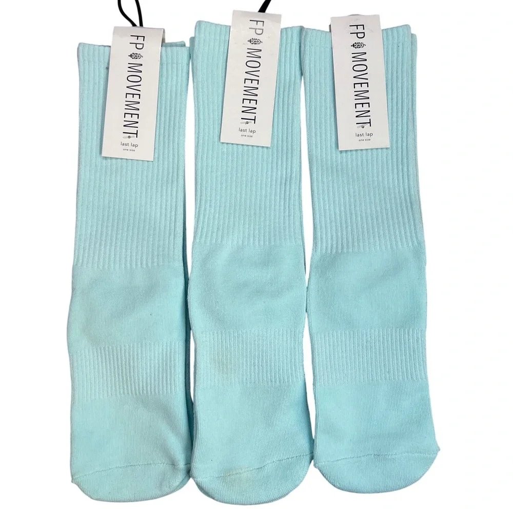 FP Movement Lucky Honey Last Lap Tube Socks Mint Aqua 3 Pair Set NEW